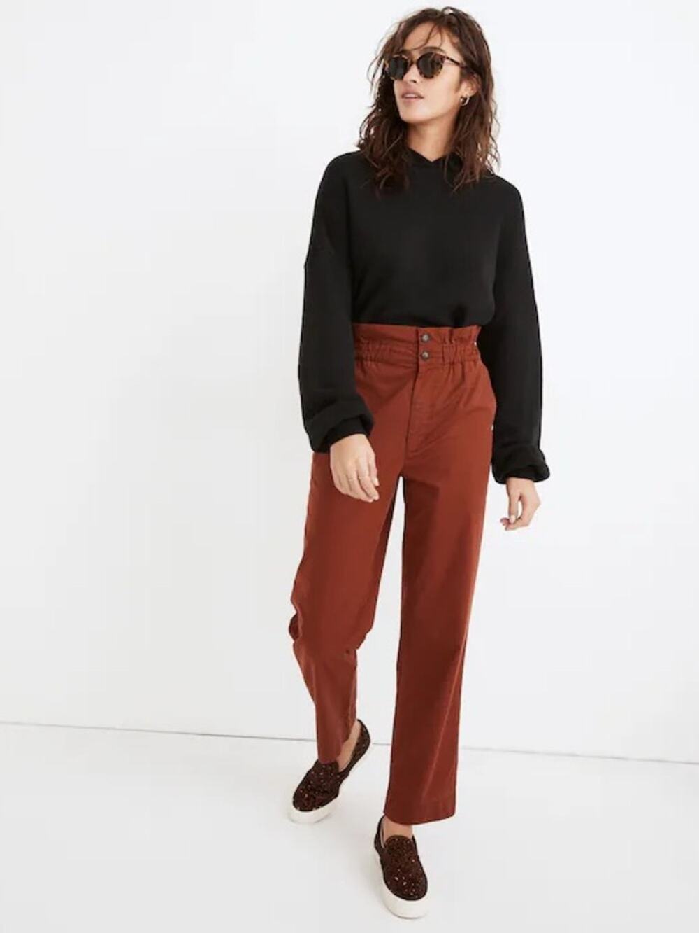 Madewell Paperbag Tapered Ankle High Rise Pants Burnished Mahogany Red Size 2